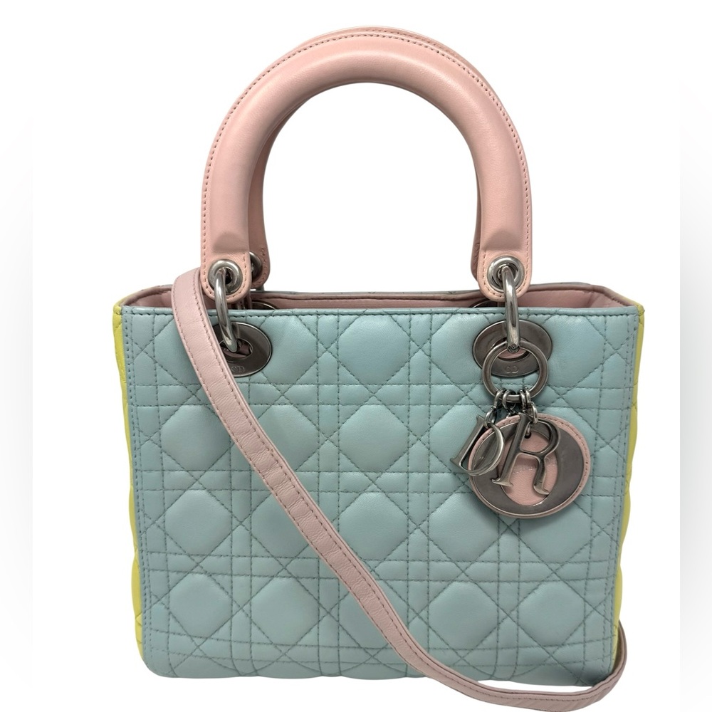 ✨🛍️ Christian Dior Pastel Tricolor Leather Medium Lady Dior Bag